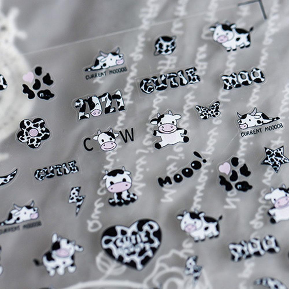 AUGUSTINA Agustina 5D Terukir Stiker Kuku Indah Kupu-Kupu Sapi Silder Decal DIY Nail Art Perhiasan