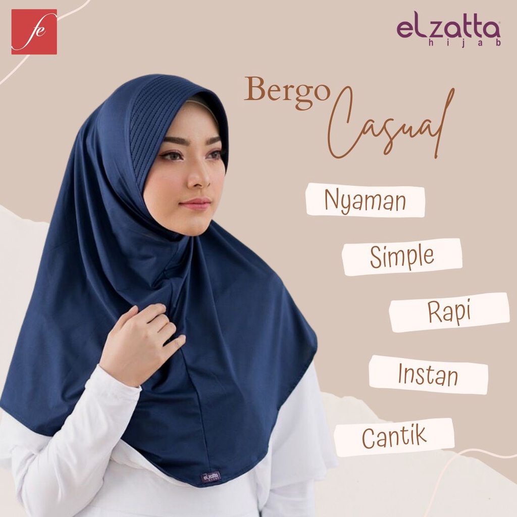 BERGO ELZATTA KERUDUNG HIJAB JILBAB KRUDUNG BERGO INSTAN  LANGSUNG POLOS PUTIH HITAMELZATA ZARIA CASUAL ELZATTA-2