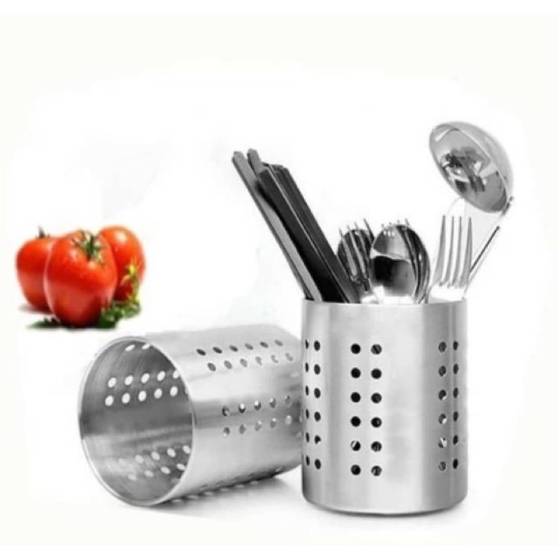 tempat sendok garpu sumpit stainless / cutlery spoon holder / utensil holder sedang besar / tempat peralatan makan stainless