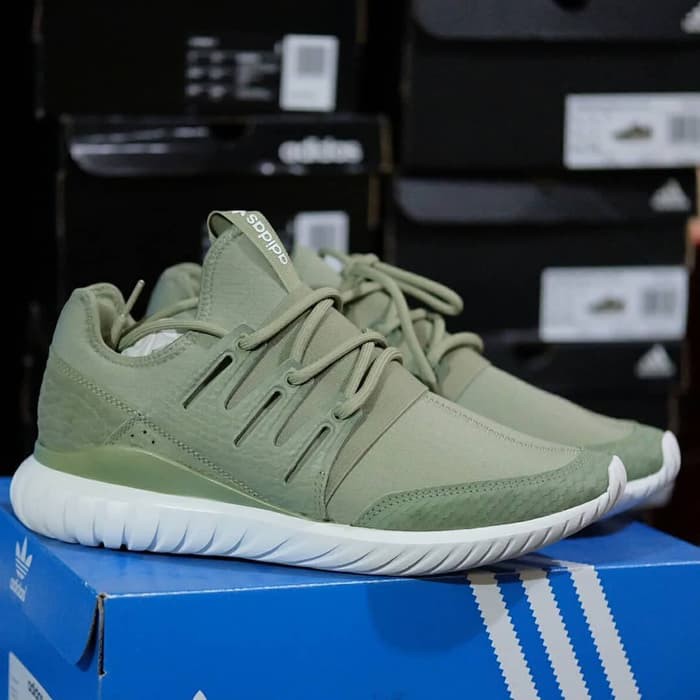 Sepatu Running Adidas Tubular Radial Olive Green Original 100% BNIB