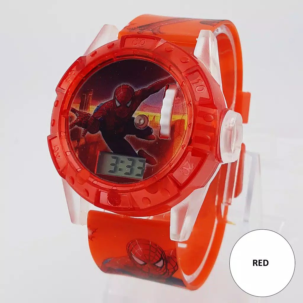 JAM TANGAN LED PROYEKTOR SPIDERMAN ANAK GROSIR TERMURAH