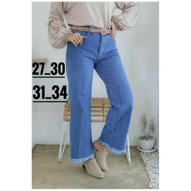 HightWaist Celana Kulot Jeans Wanita Rawis / Kulot Jeans Wanita Rawis / Kulot Rawis  Premium