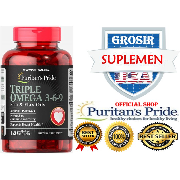 PURITAN TRIPLE Omega 369 Fish & Flax Oils 120 Softgels omg
