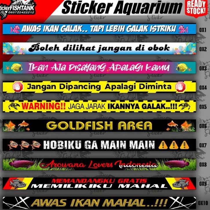 Sticker aquarium stiker akuarium lucu depan sudh laminasi anti luntur