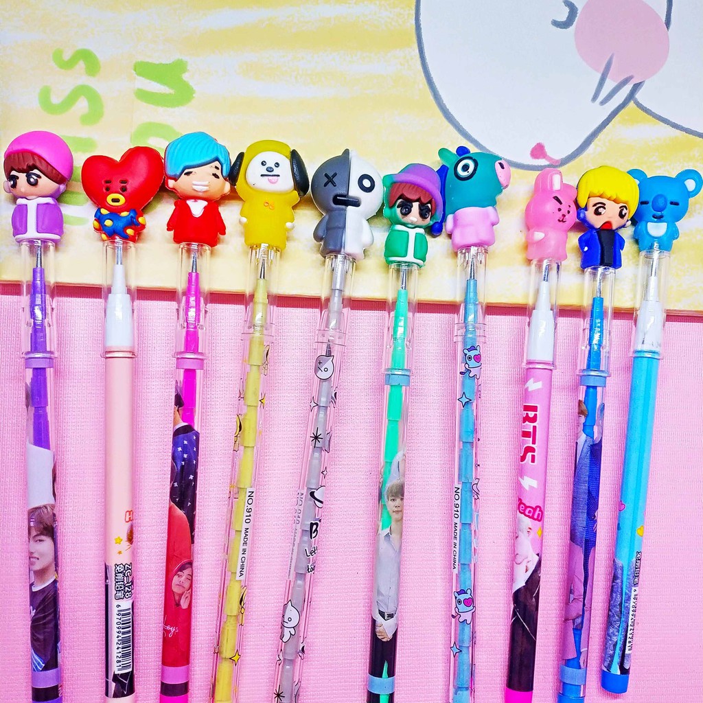 PENSIL SUSUN BENSIA MOTIF KARAKTER BT21 BTS / BLACK PINK LUCU / PENCIL BT21 BTS SUSUN SAMBUNG PELURU