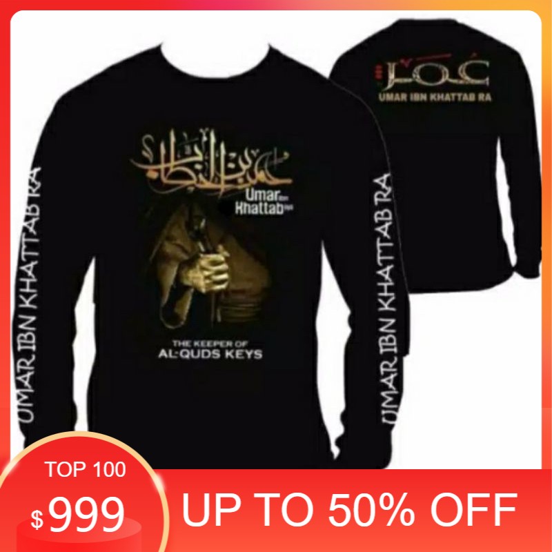 [COD] Kaos Distro Dakwah Islam Umar Bin Khattab Lengan Panjang