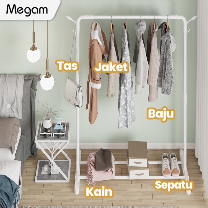 [KOTAKIN] Rak Stand Hanger Gawang Besi Kuat Putih Hitam Butik Bazar Display Gawangan