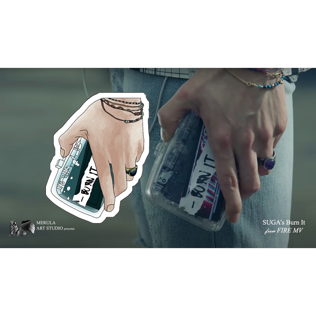 

Sticker Illustration BTS SUGA Burn It Fire Reference - Sticker Ilustrasi Tema BTS SUGA Burn It Fire