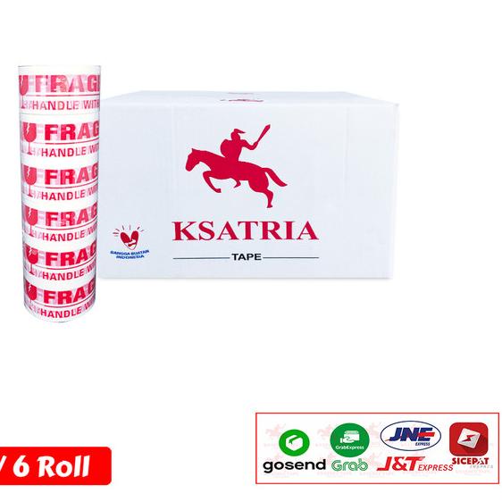 

◌ Lakban Fragile Putih KSATRIA Tape 60 Yard (1 Slop) ❅