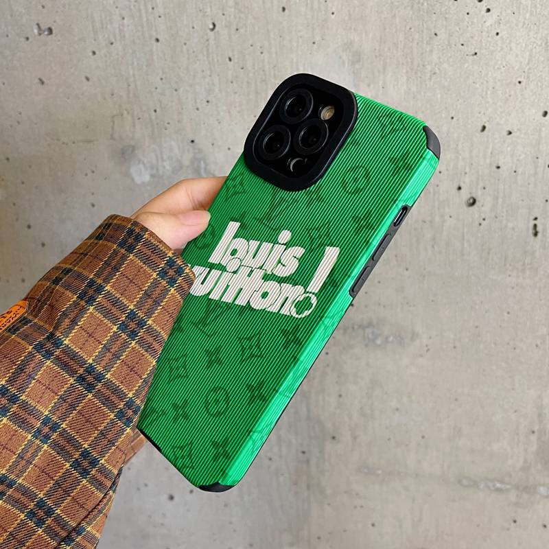 Lens Protect Ftd Fashion Green LV Louis Vuitton Logo Vertical Lines Phone Case Suitable for IPhone X Xr Xs 11 12 13 Pro Max Iphone Xr Ftd High Quality TPU Material Mobile Phone Case Hot