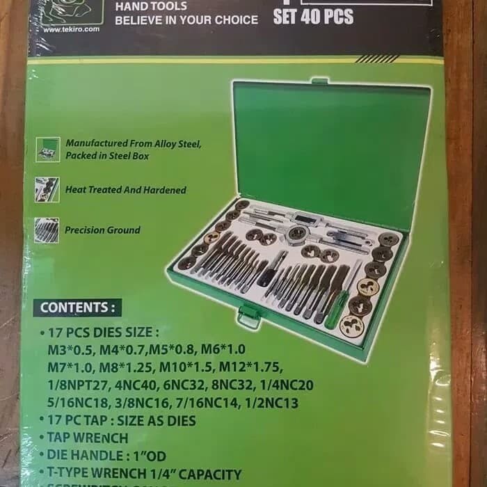 Tap set 40 pcs tekiro tap dan dies set dies set 40 pcs senai tap tekiro tap senai set alat senai tek