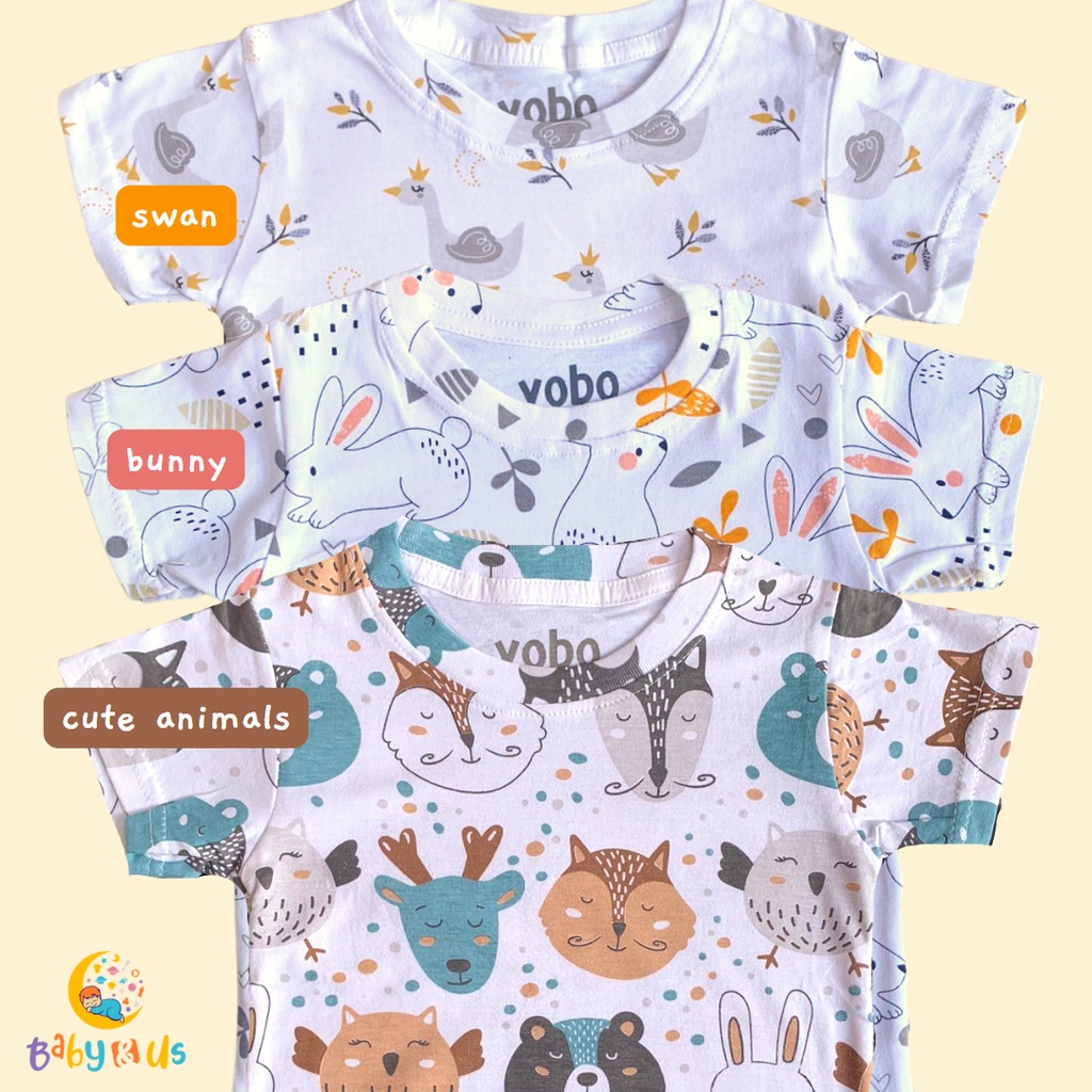 Yobo Everyday T-Shirt - Kaos Oblong Print Santai Bayi Anak 6-9 9-12 bulan 1-2 2-3 3-4 tahun