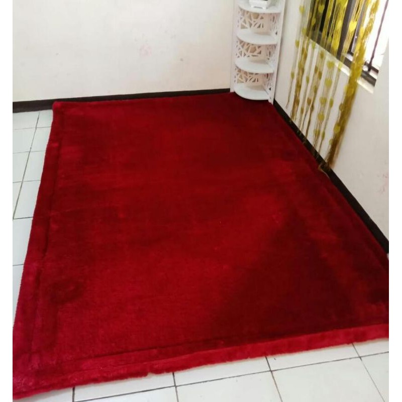 SURPET RASFUR KASUR BUSA KASUR BULU KARPET BULU KARPET RASFUR KASUR RASFUR POLOS MARUN 150x200CM
