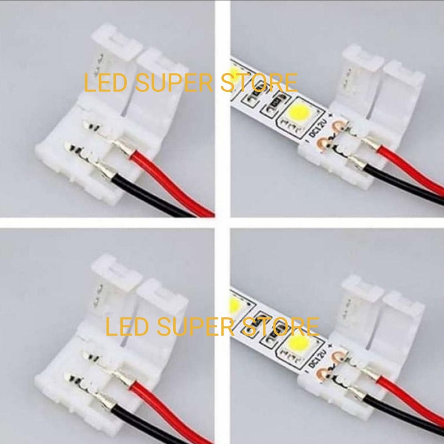 10Pcs kabel Konektor LED Strip 2 Pin SMD 2835 3528 XB-2 | Konektor led strip 2 pin / power adaptor 2 pin LED Strip 2835 3528