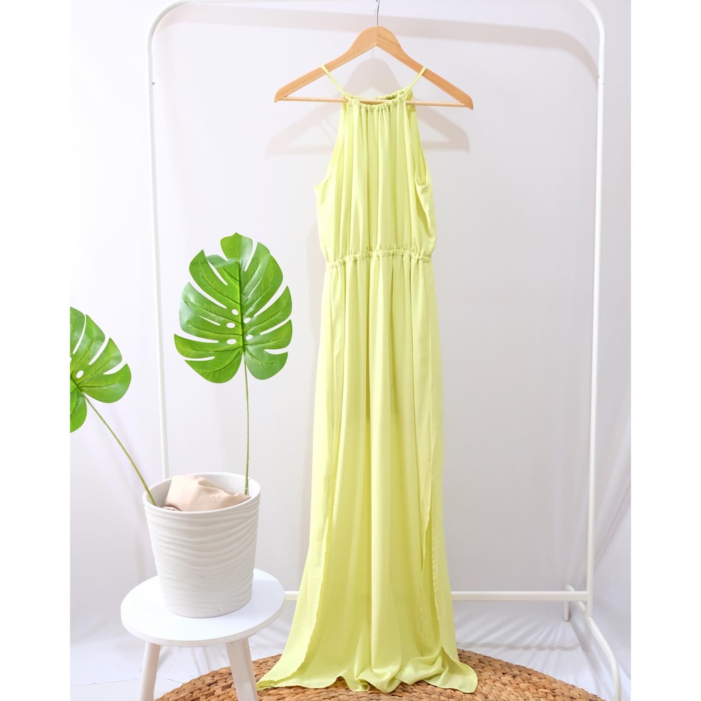 Neon Long Halter Dress Bridesmaid Dress Bridesmaid Gown Gaun Bridesmaid Premium Gown Long Dress