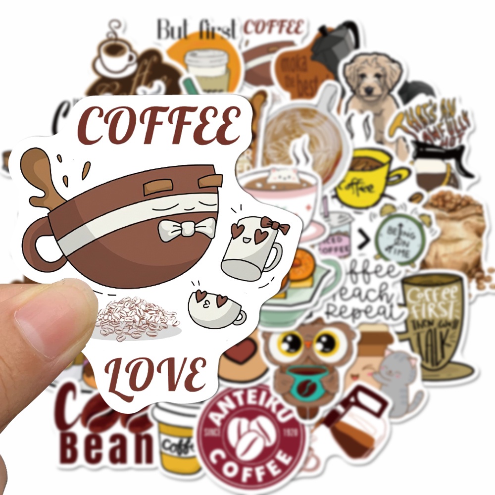 50 Pcs Stiker Desain Kartun Kopi Tahan Air Untuk Dekorasi Laptop Notebook Komputer Dan Gitar