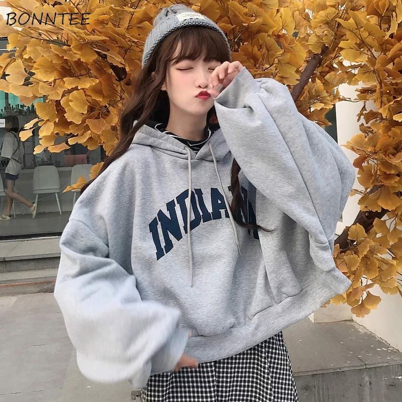 crop oversize fleece tebal / SWEATER INDIANA CROP HODIE