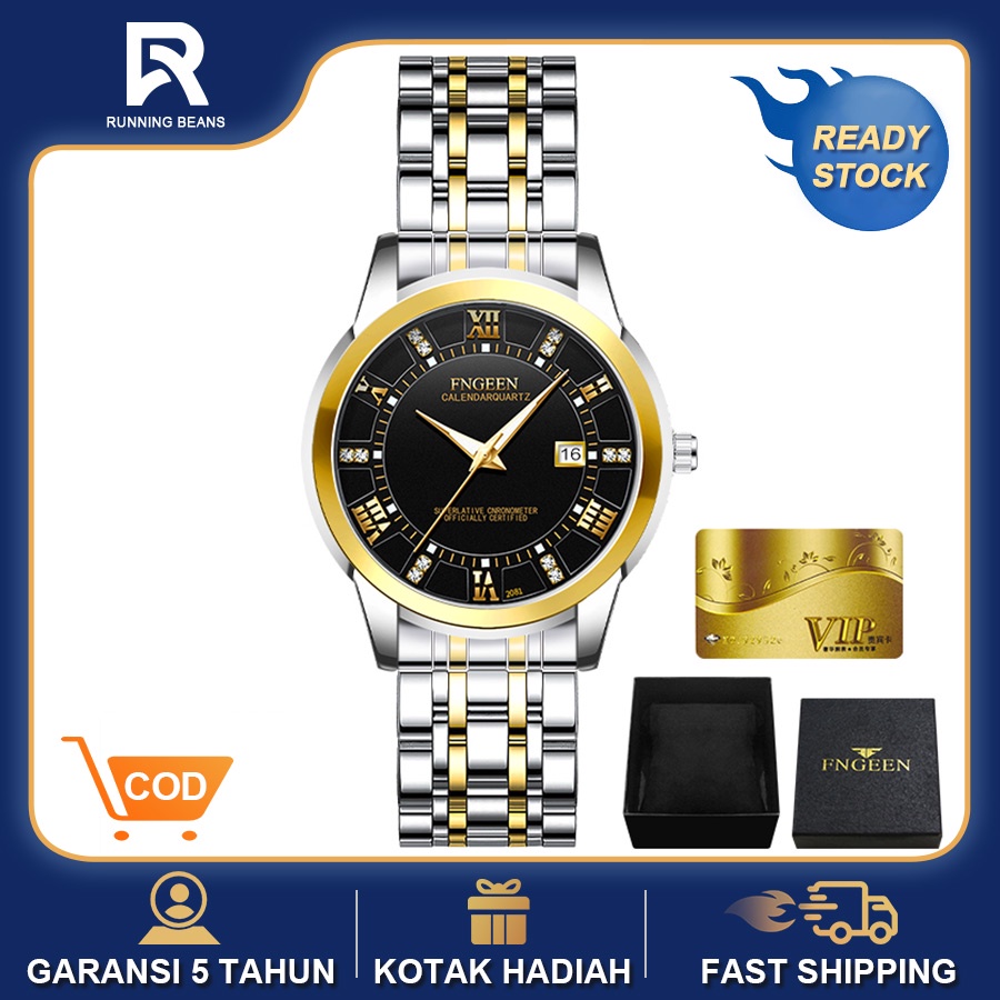 FNGEEN 2081 Original Jam Tangan Pria Casual Men Watches Tahan Air Watch Business Stainless Steel (Ko
