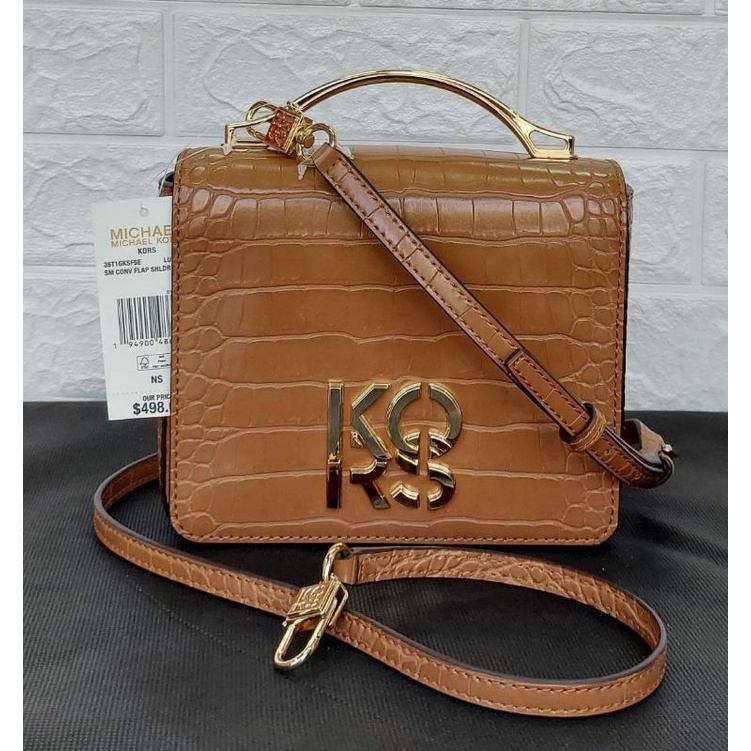 Mk small conv flap shoulder leather luggage