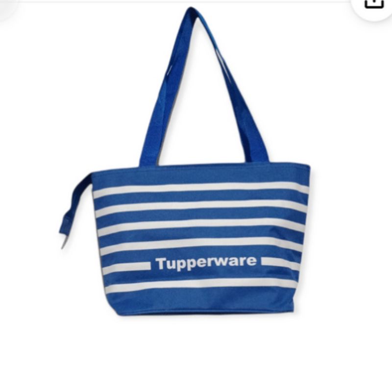 Tas tapperware cewek tupperware jinjing garis travelling