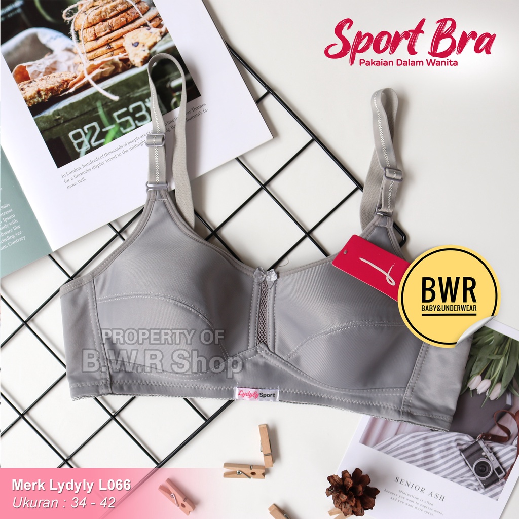 Bra Lydyly L 066 POLOS / Bh Sport Wanita Busa Tipis Kawat Kait 2 | Bwr