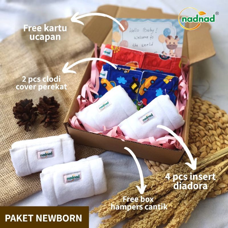 Promo kado hampers Clodi Nadnad by Sakina cover perekat 3-13kg bayi 0-30bulan 2clodi+4insert tape ve
