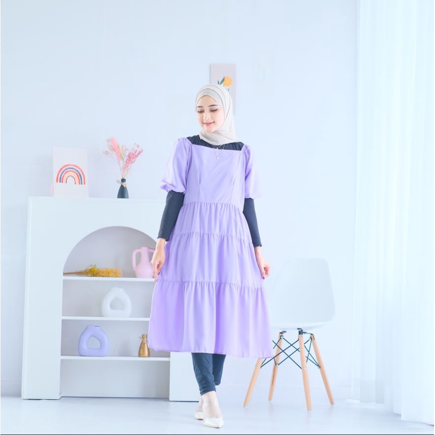 (DBY) TUNIK ARSYANI RUFFLE MIDI DRESS