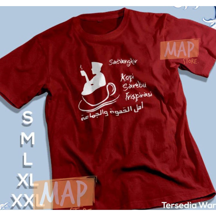 Kaos Dakwah Santri SECANGKIR KOPI SERIBU INSPIRASI - Baju Distro Muslim Islami Cotton 30s | 2028-4