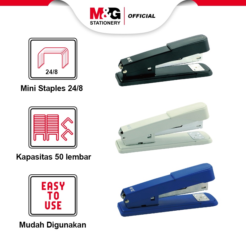 

M&G Staples Biru Hitam Putih Isi 50 / Heavy Duty Stapler 24/8 24/6 50 Sheets capacity