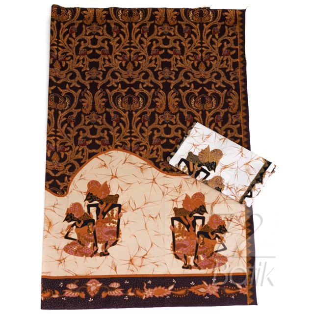 KAIN BATIK KATUN Premium Motif Wayang Warna Putih Orange Oranye Hitam Item 722986 Cap 72 Jarik Jarit Samping Kebat Panjang Batik Katun Modern Premium Bahan Seragam Batik Pernikahan Kantor Keluarga Murah Kamen Jadi Batik Bali Lembaran