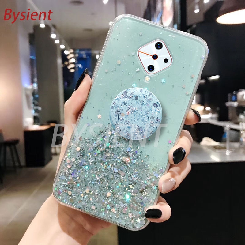 Kesing hp Vivo S1 Pro Soft TPU Motif Bintang Glitter Bling untuk Vivo