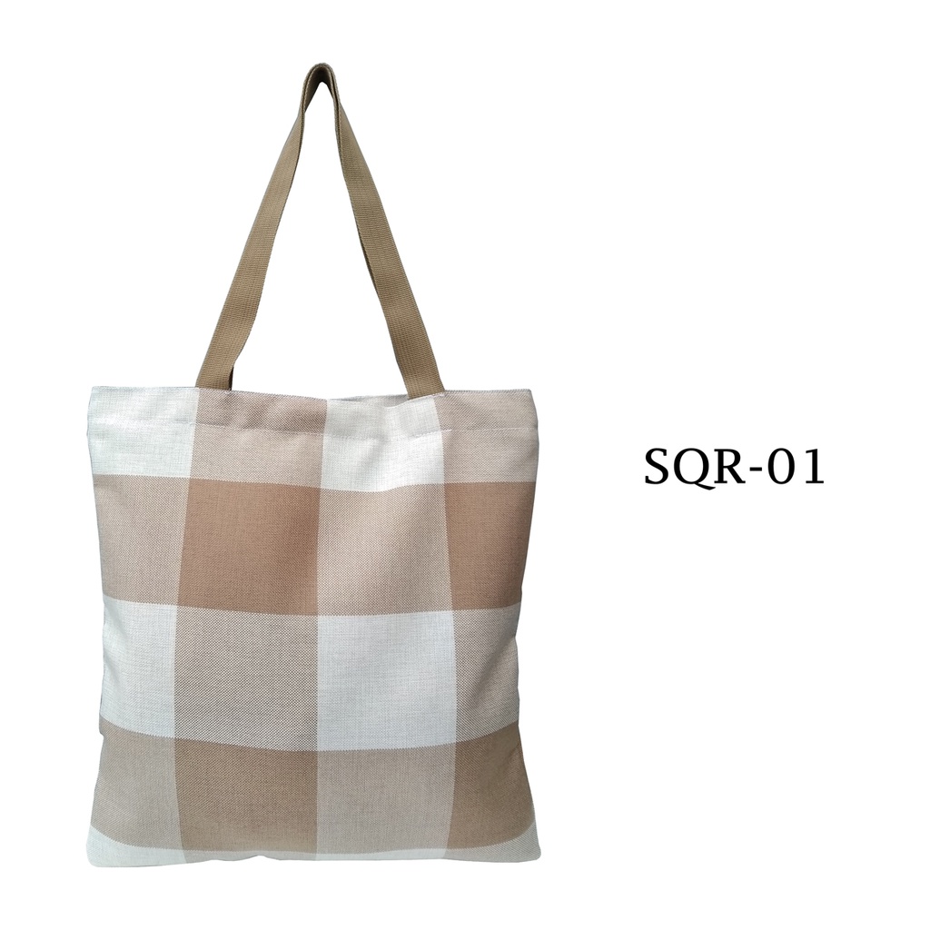 TOTEBAG KANVAS DENGAN RITSLETING KUAT DAN TRENDY / TAS TOTE BAG MOTIF SQUARE SQR-01