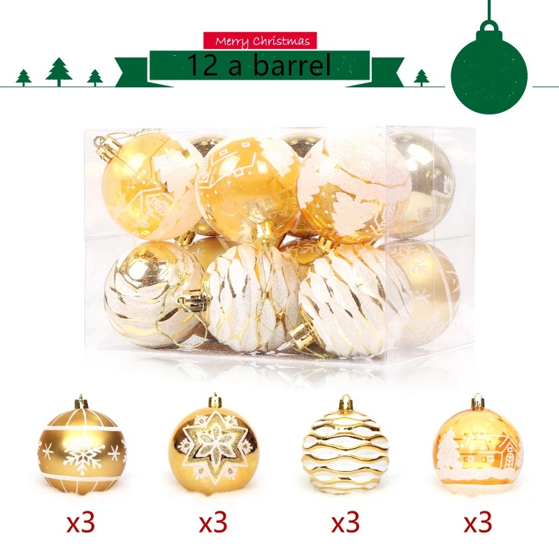 [Christmas Home Decoration Products] [24 Pcs Christmas decoration ball ][Red Gold Color Painted Ball Decoration Christmas Tree Pendant] [Xmas Home Decor Accessories]