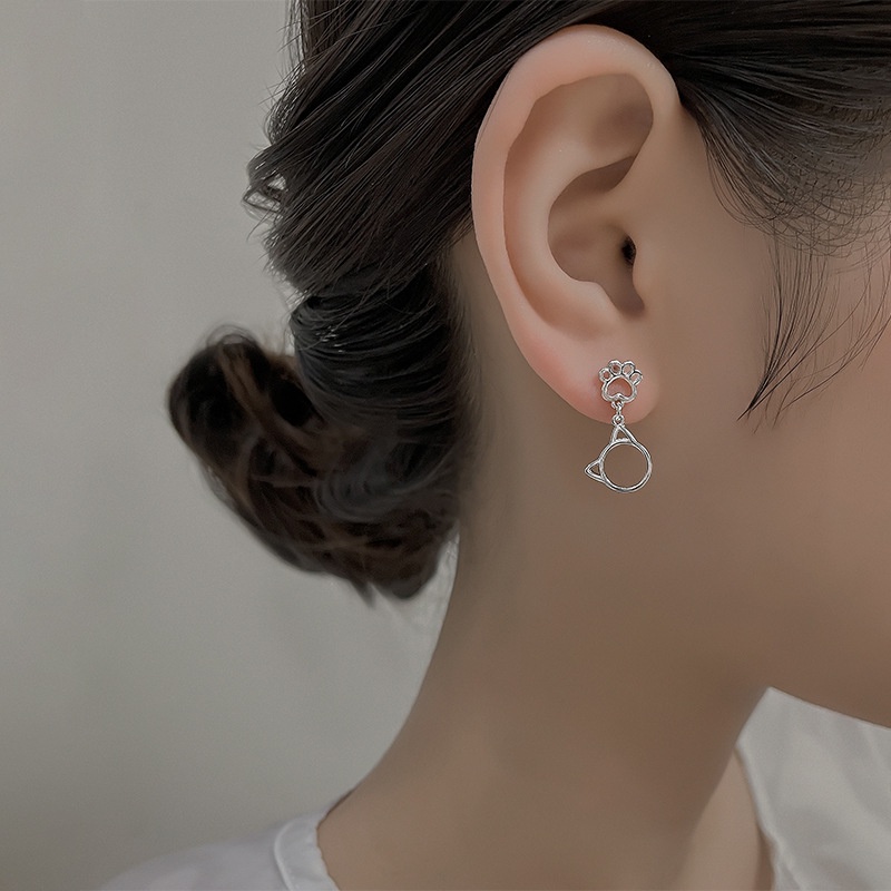 Anting Pendek Model Kucing Hollow Gaya Korea Untuk Wanita