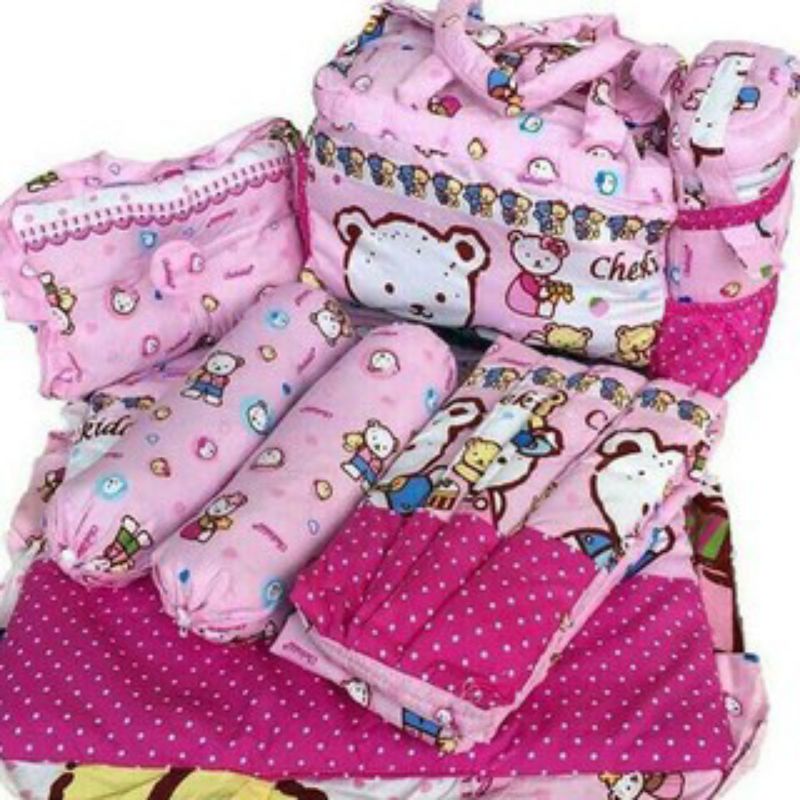 baby set chekido 4 in 1 &amp; 3 in 1( tas, gendongan,bantal guling,alas tidur/perlak)paket kado bayi