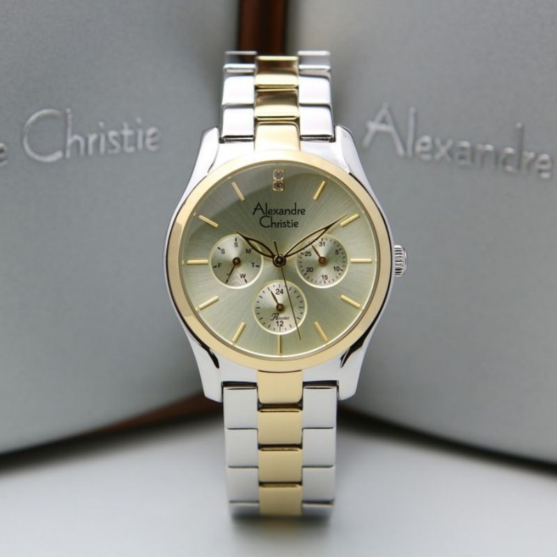 Jam Tangan Wanita Alexandre Christie AC2910 AC 2910 Silver Gold Original