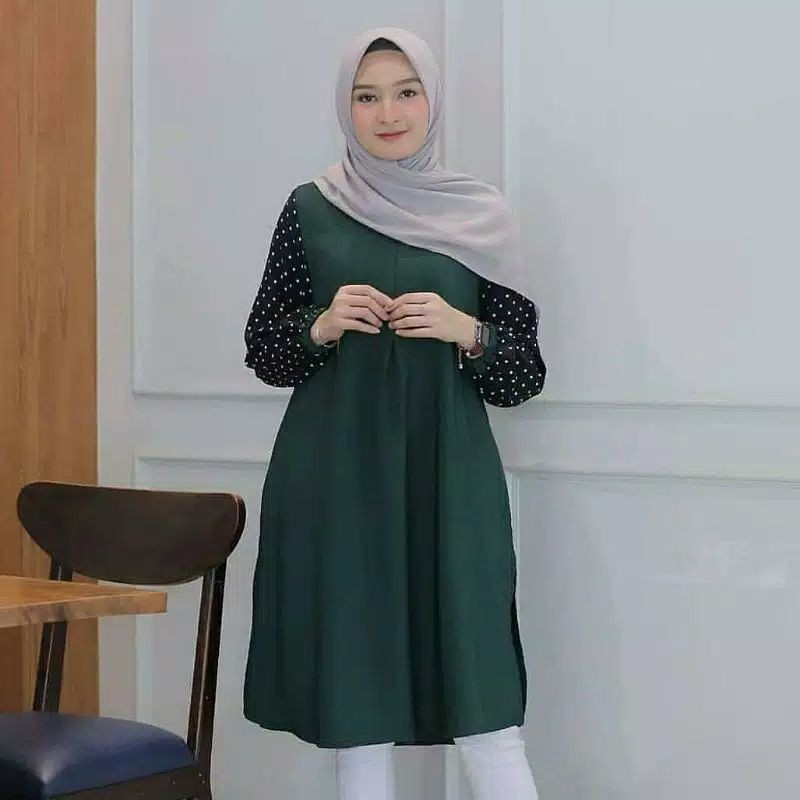 Tunik Polkadot Kombinasi