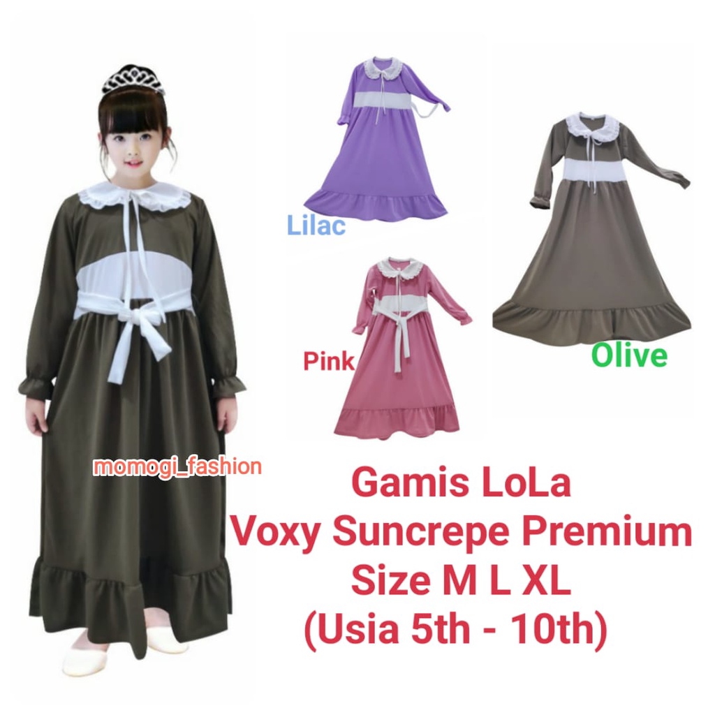 MOMOGI- GAMIS LOLA / GAMIS ANAK PEREMPUAN KERAH KOREAN / Usia 5-10th