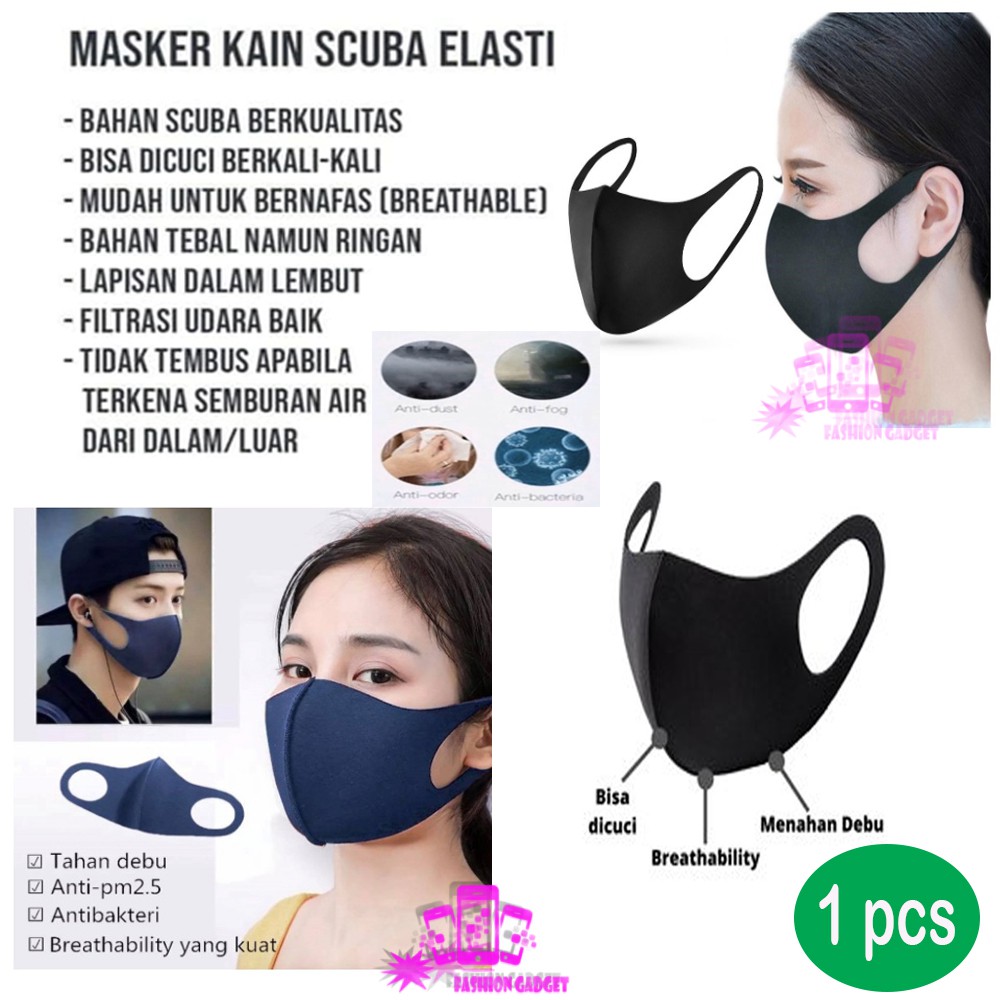 Masker Skuba / Masker Debu / Masker Scuba / Masker kpop ala korea / Masker kekinian 1 Pcs WARNA ACAK