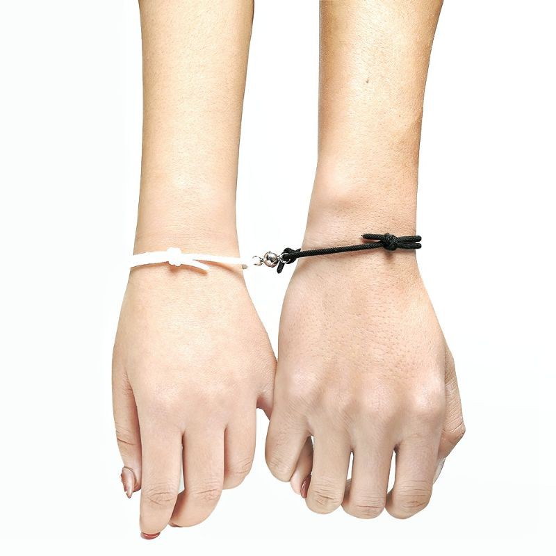 Sepasang (2 buah) Gelang Pasangan Magnet Couple Leather Bracelet Koneksi