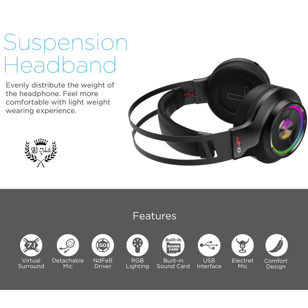 HEADPHONE GAMING MULTIFUNGSI HECATE G4 TE HEADSET Headphone 7.1 SURROUND 50mm NdFeB driver TUNED for E-SPORT