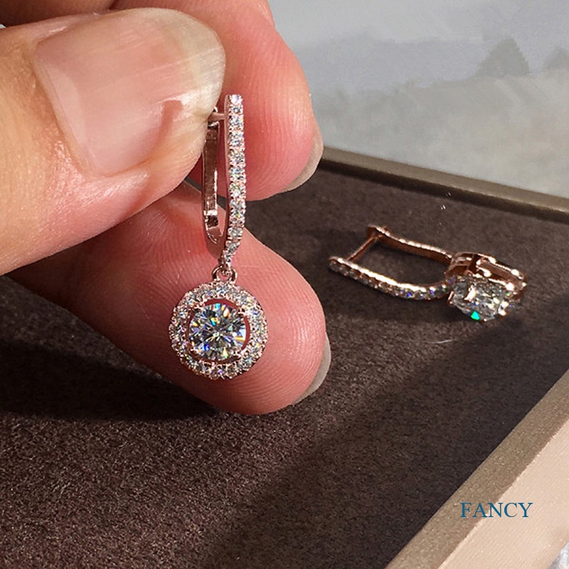 Anting Hoop Bentuk U Hias Kubik Zirkonia Gaya Elegan Untuk Wanita
