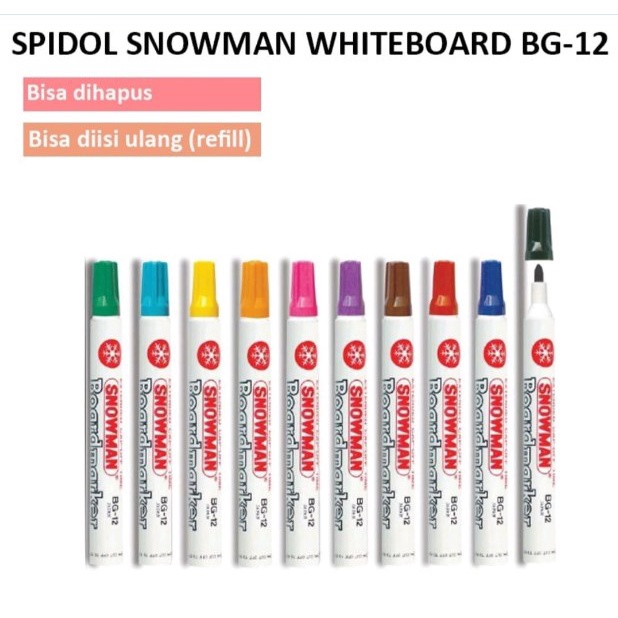 

Spidol Snowman Whiteboard Non permanen / Spidol Snowman Bisa Dihapus (BG-12)