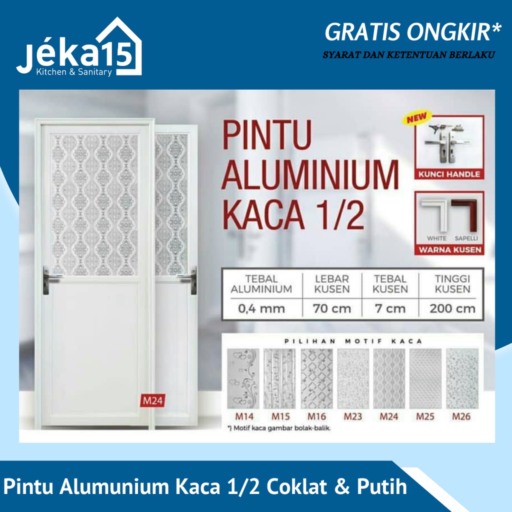 PINTU ALUMUNIUM KAMAR MANDI / PINTU WC ALUMUNIUM MURAH 1/2 KACA