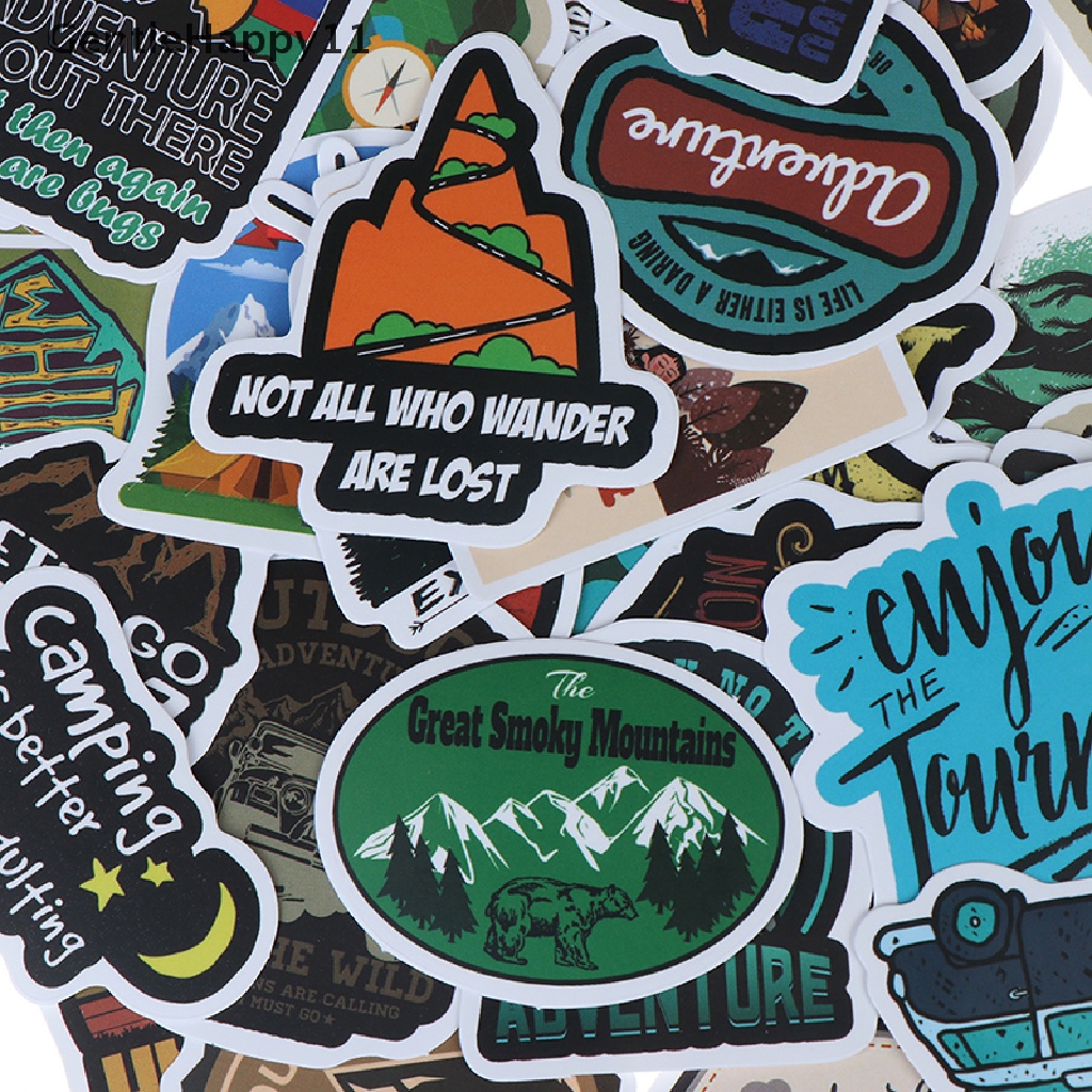 Gentlehappy 50Pcs Camping Landscape Sticker Outdoor Adventure Koper Laptop Stiker Gitar