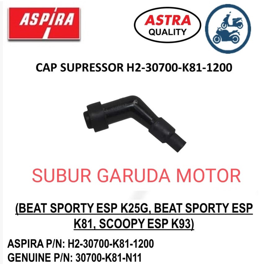 KOP BUSI ASPIRA K81 BEAT SPORTY ESP SCOOPY ESP K93 TUTUP BUSI MERK ASPIRA ASTRA OTOPARTS