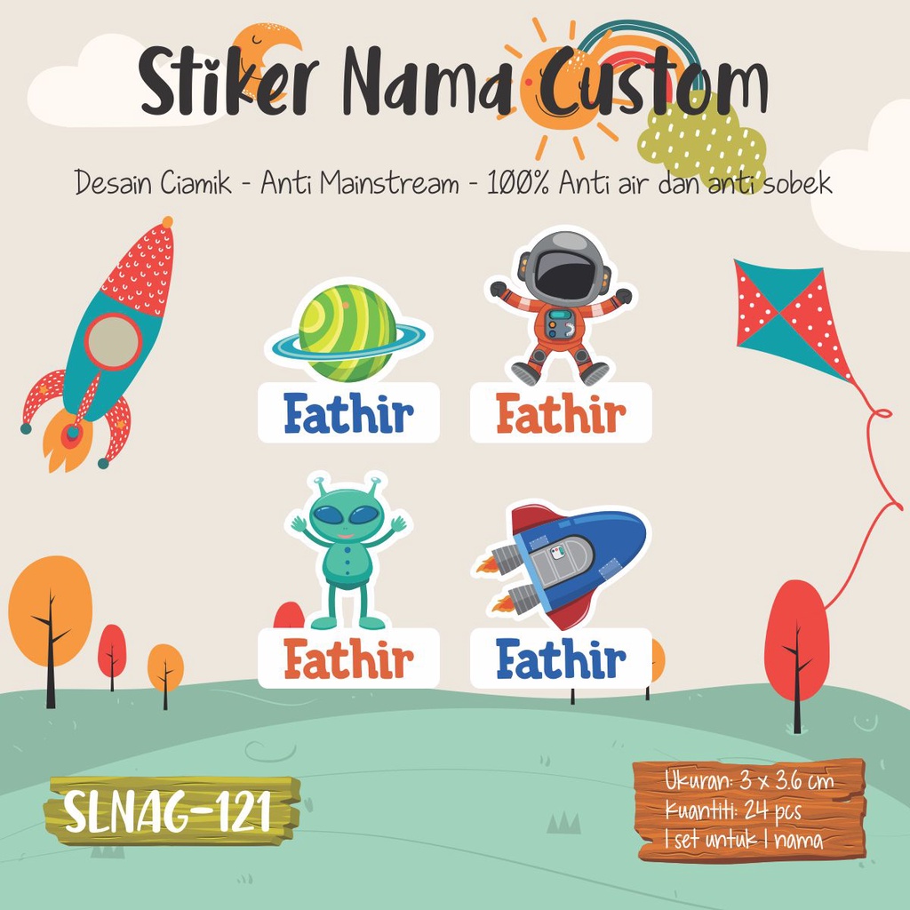 

sticker label nama anak waterproof SLNAG121