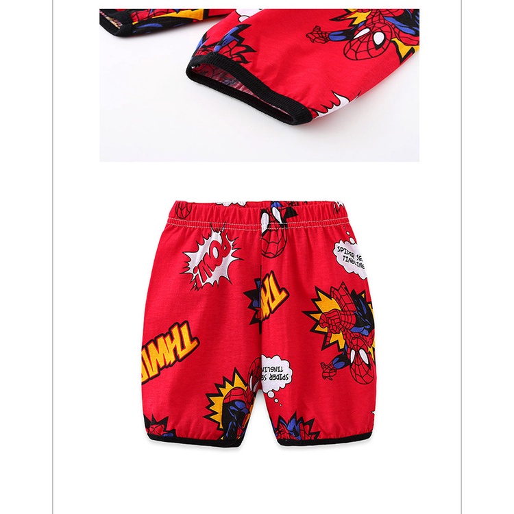 VOUCHER SHOPEE baju bayi karakter 1 sampai 7 tahun SUPERHERO SPIDERMAN BARU ANAK LAKI-LAKI LENGAN PENDEK T-SHIRT + CELANA PENDEK SET ANAK