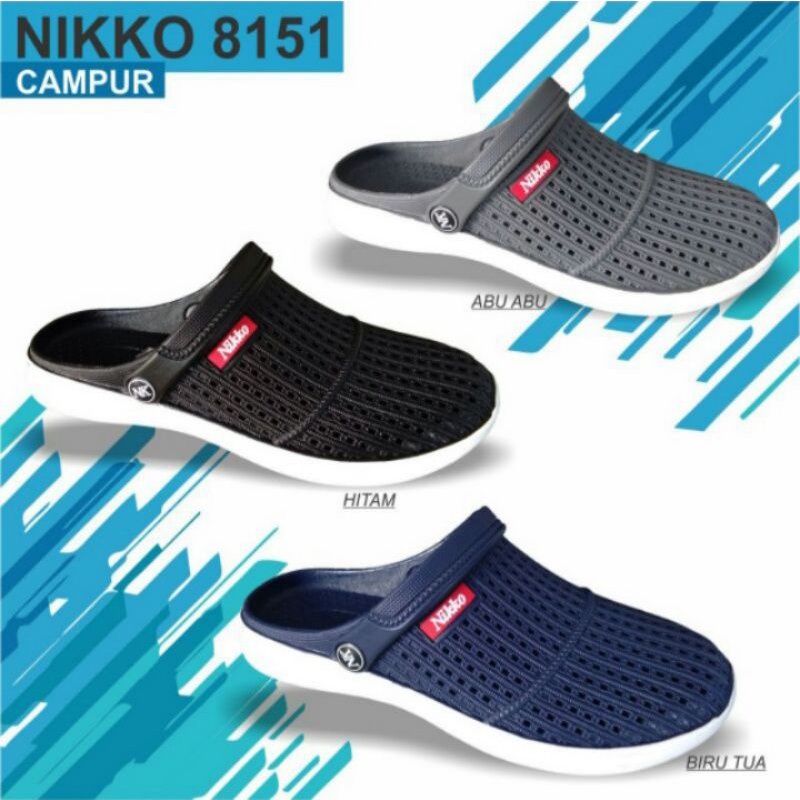 sepatu sandal pria slop nikko sl 8151 tali belakang