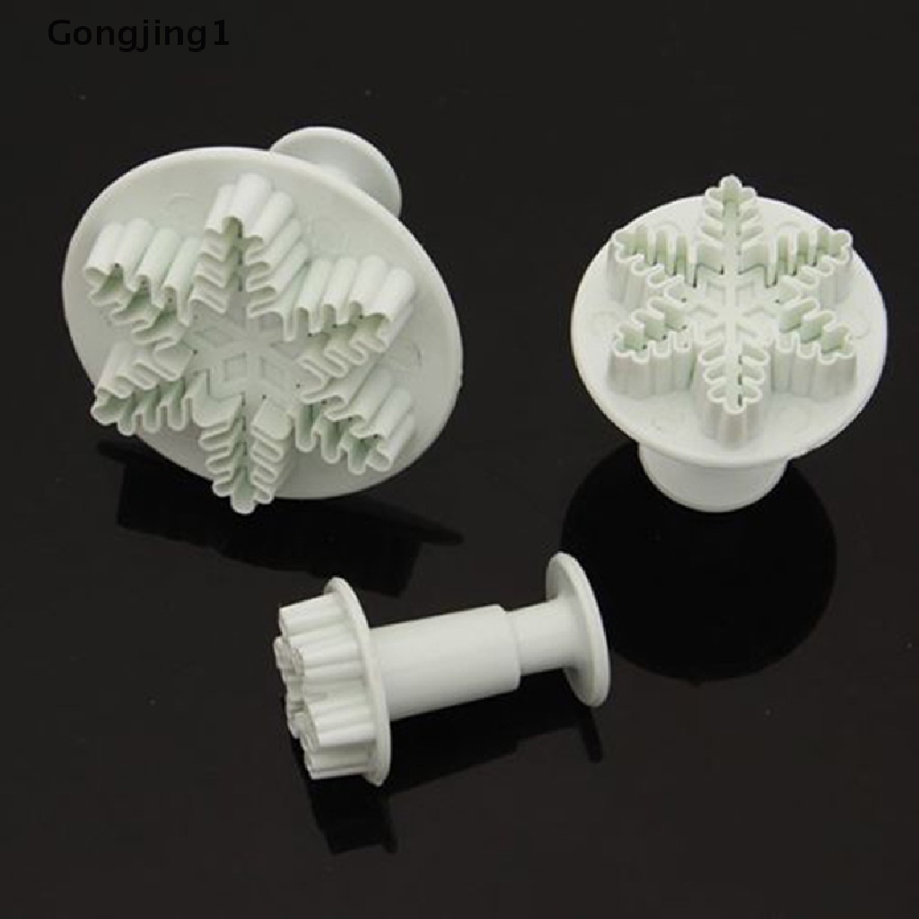 Gongjing1 / 3pcs / set Cetakan Pemotong Fondant Bentuk Snowflake Untuk Dekorasi Kue